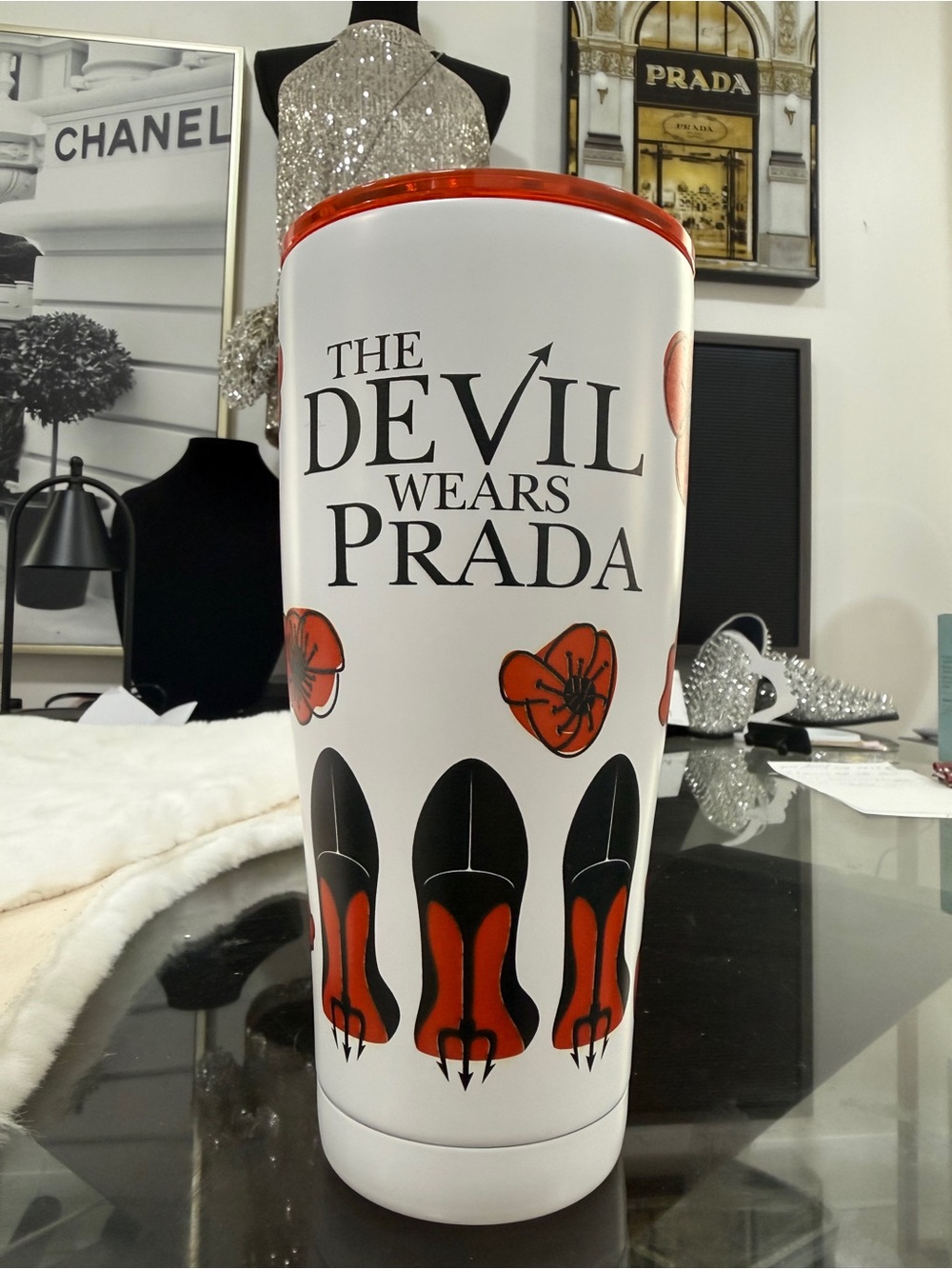 The Devil Wears Prada White & Red Travel Tumbler brand new